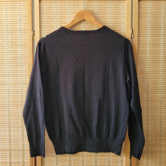 ANTHROPOLOGIE Field Flower Black Cashmere Blend Sweater Pearl Enhancement - Picture 2 of 3